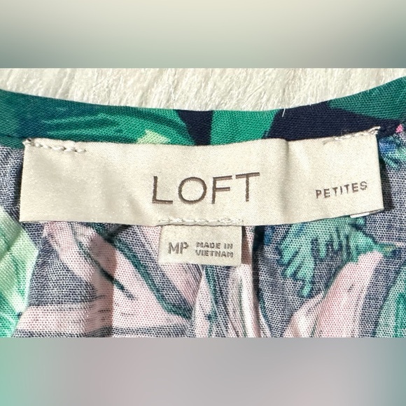 LOFT 2-Piece Set Cap Sleeve Top Sz Petite M & Wide Leg Pants Sz L Tropical NWT - Picture 6 of 16